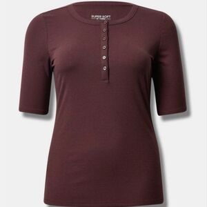 Torrid - size 1 - Super Soft Rib Henley Elbow Sleeve Tee